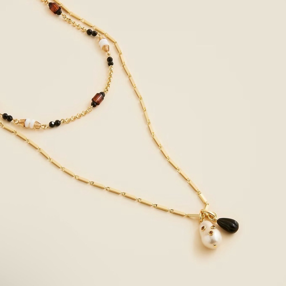 J. Crew Gold and Black Layered Necklace